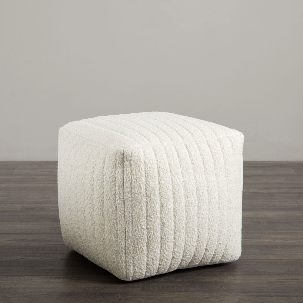 Channel Small Square Ottoman: White