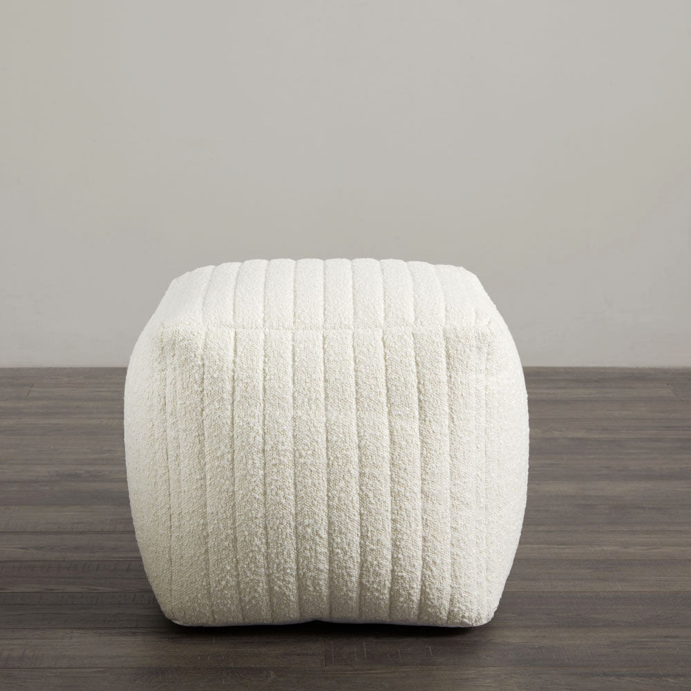 Channel Small Square Ottoman: White