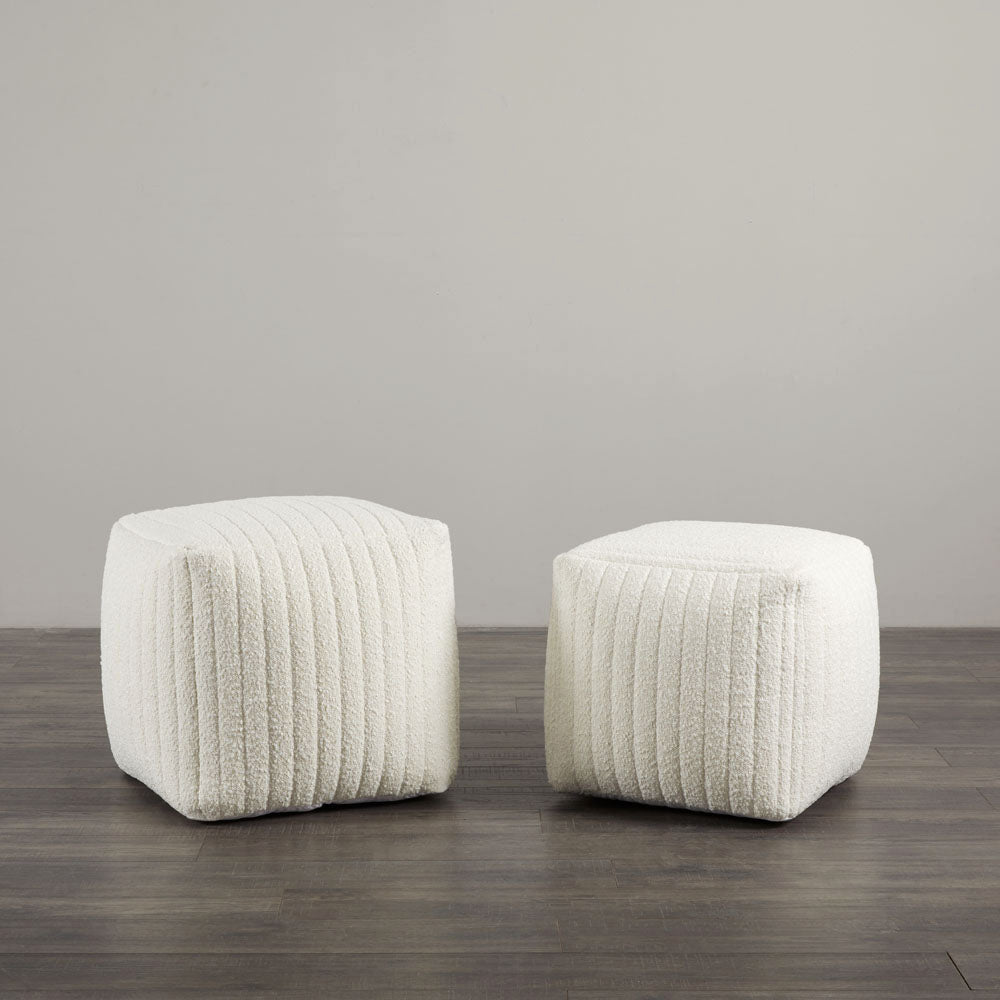 Channel Square Ottoman: White