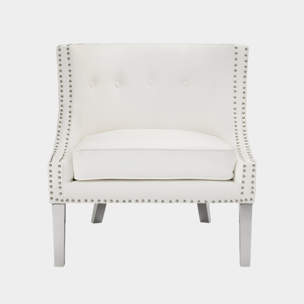 Lucy Accent Chair: White Leatherette