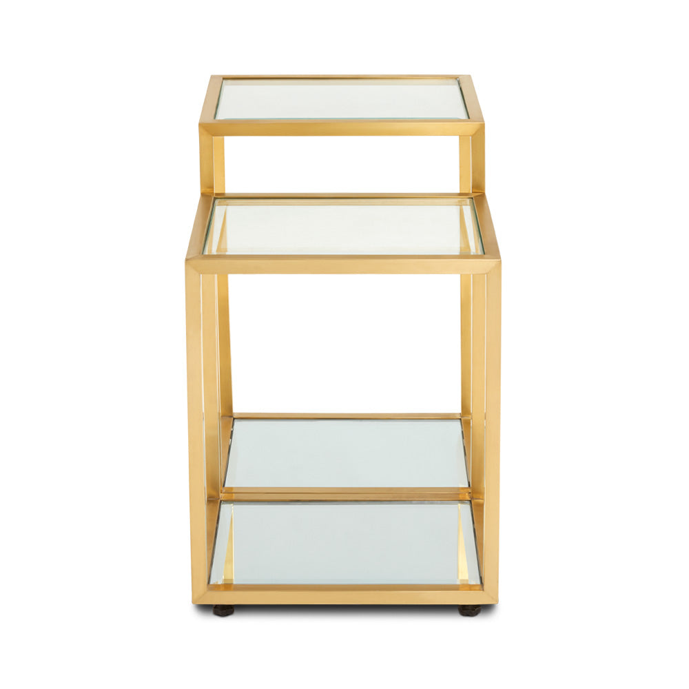 Table d'appoint dorée à plusieurs niveaux