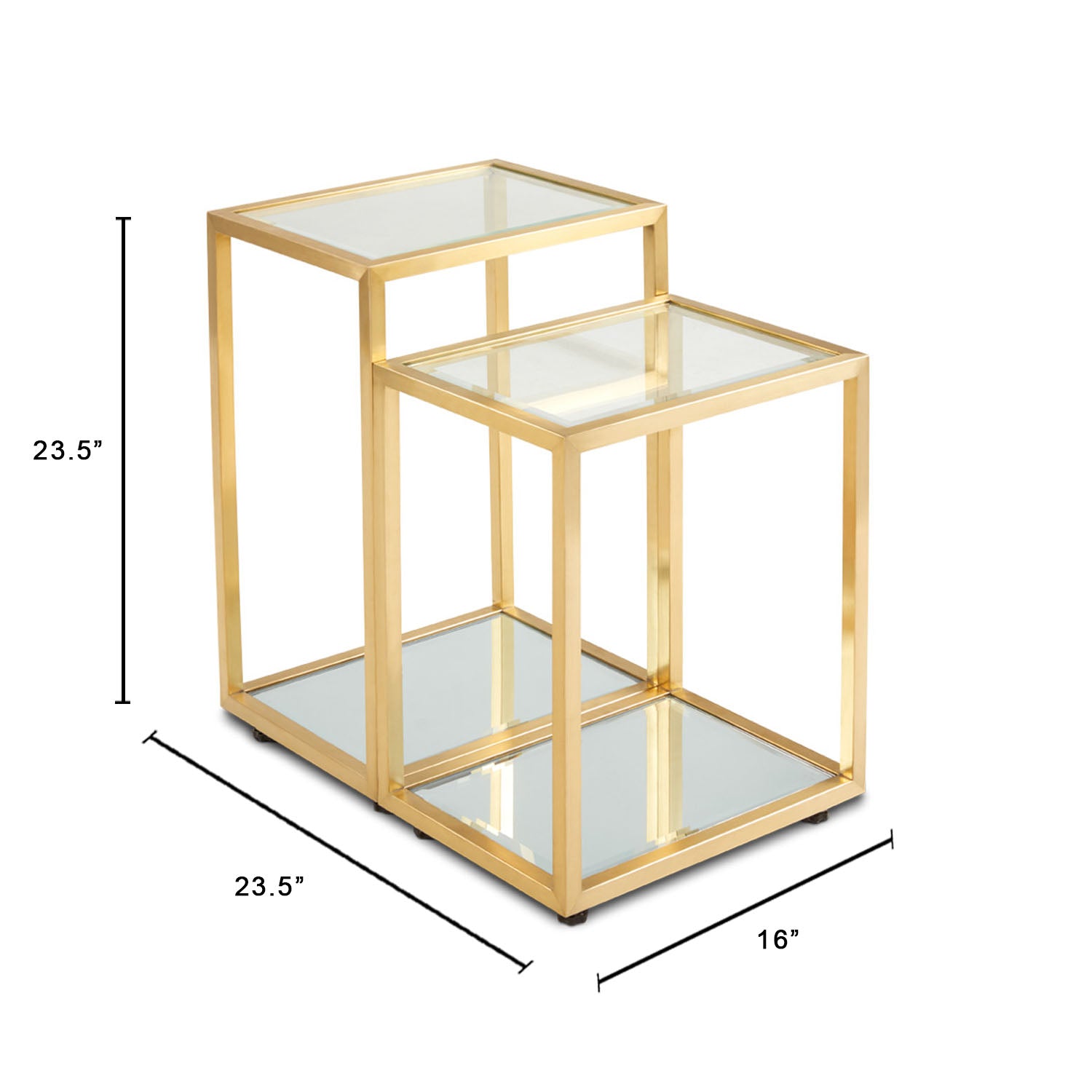 Table d'appoint dorée à plusieurs niveaux