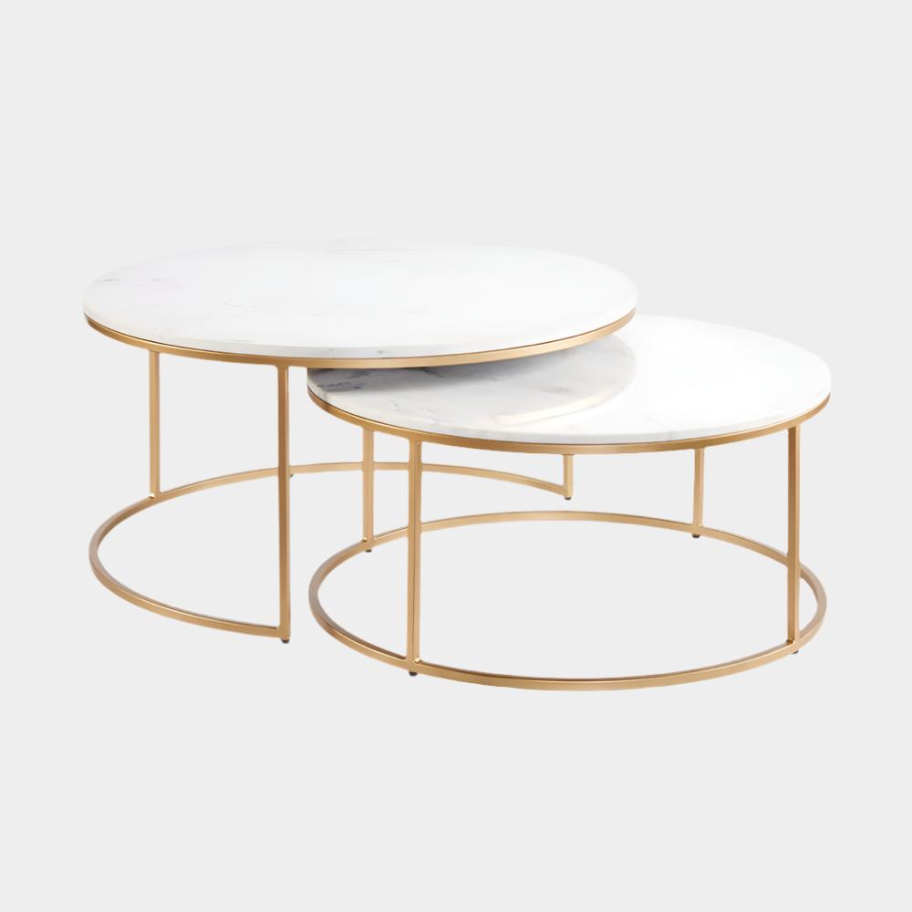 Tables basses gigognes Amelia dorées (lot de 2)