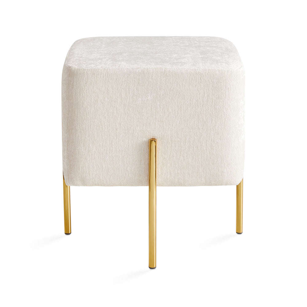 Pouf Kube Gold en lin ivoire