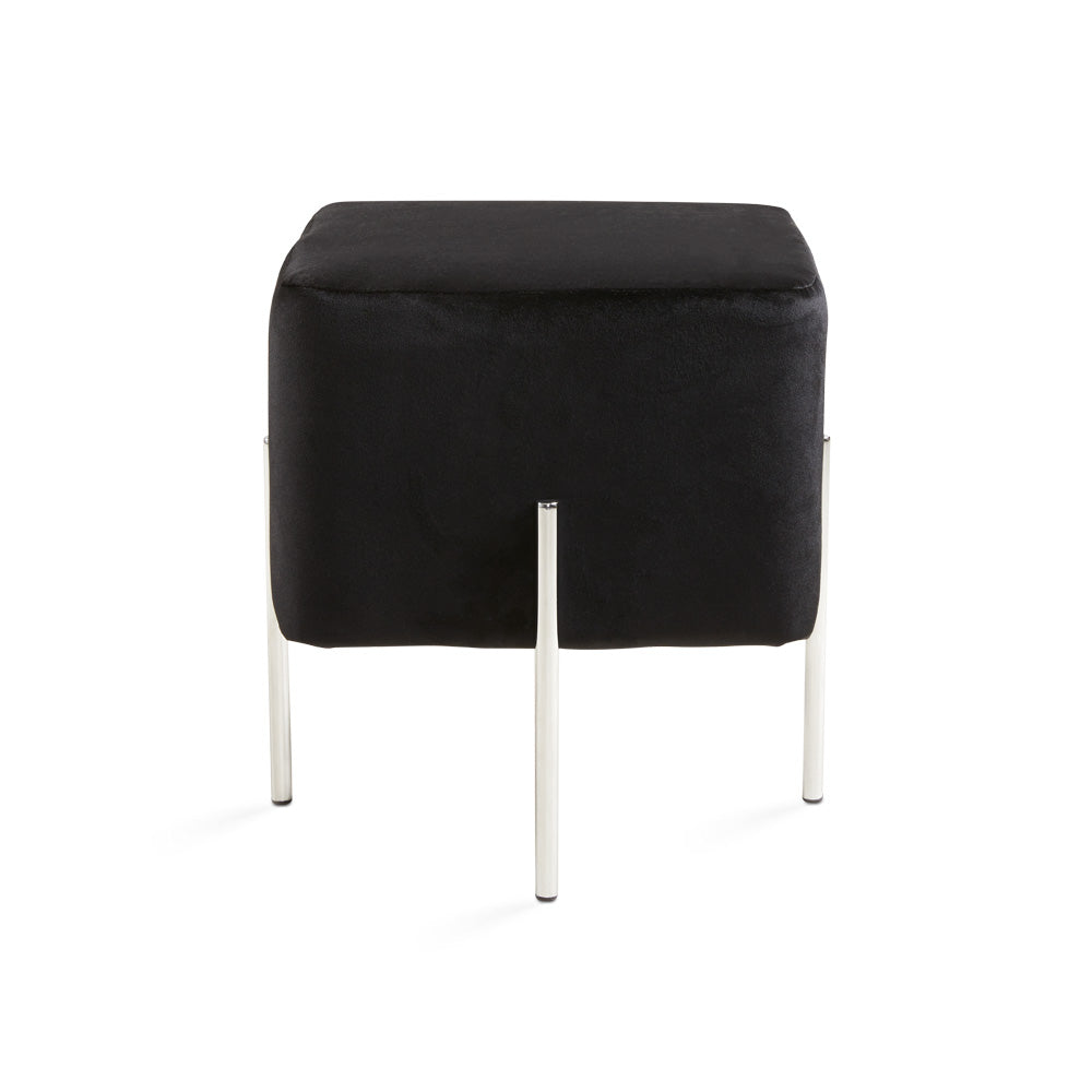 Pouf Kube en velours noir