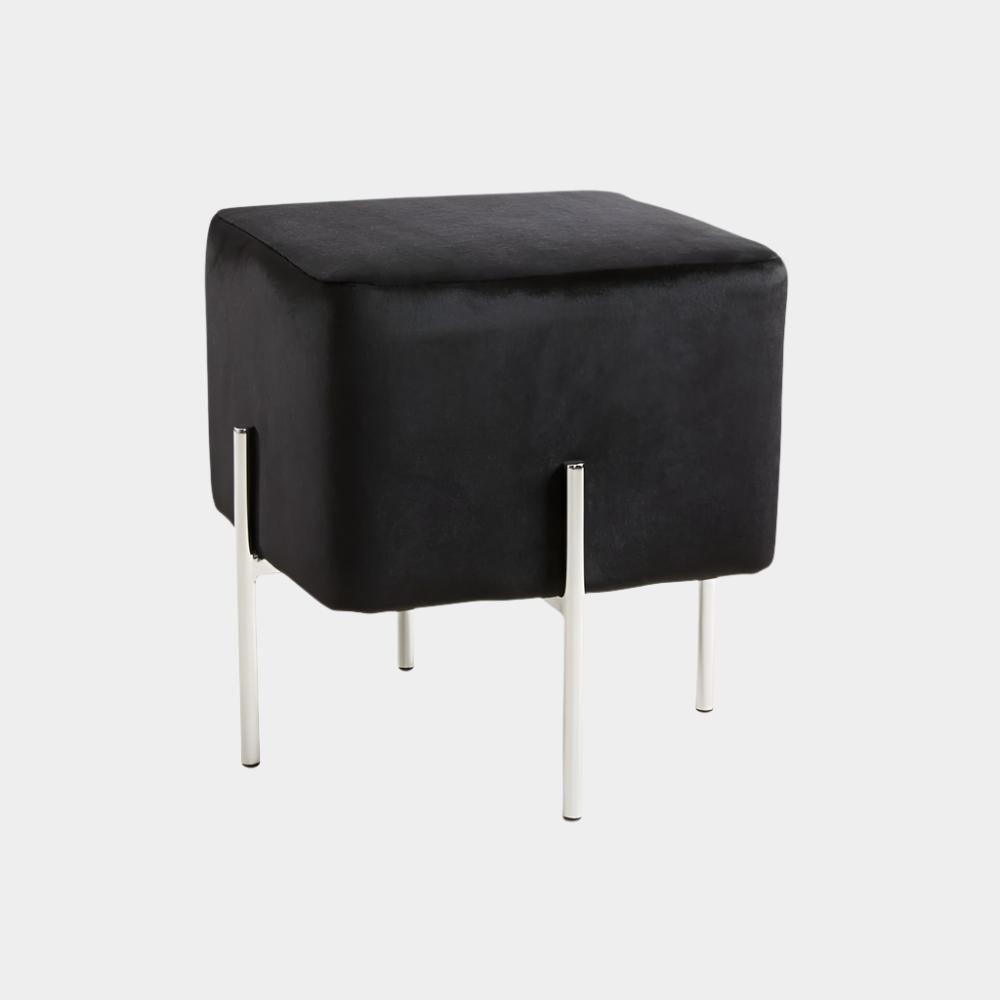 Pouf Kube en velours noir