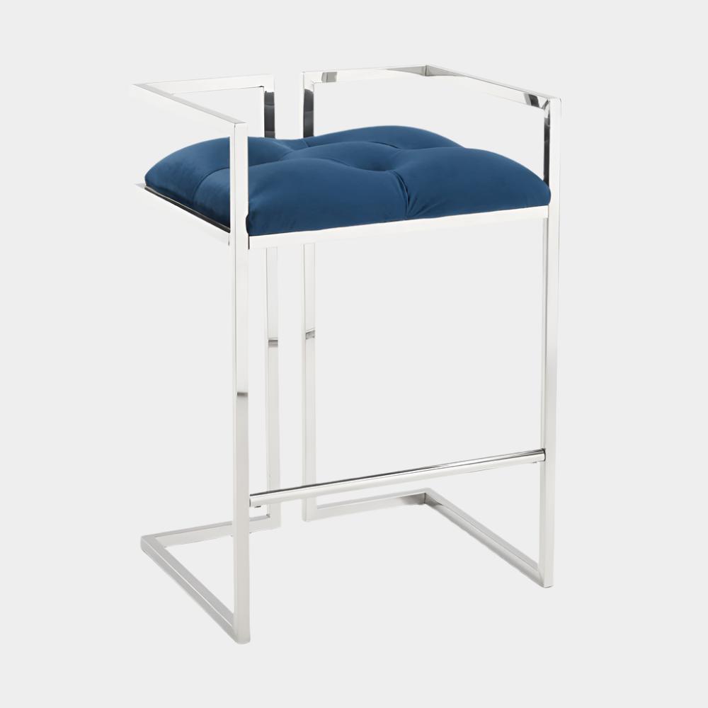 Tabouret de bar Coralie : Velours bleu