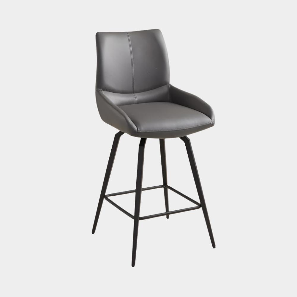 Chaise de bar Nona : similicuir gris
