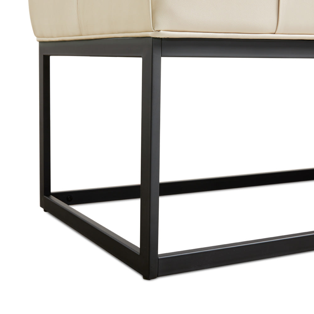Modern Bench: Taupe Leatherette
