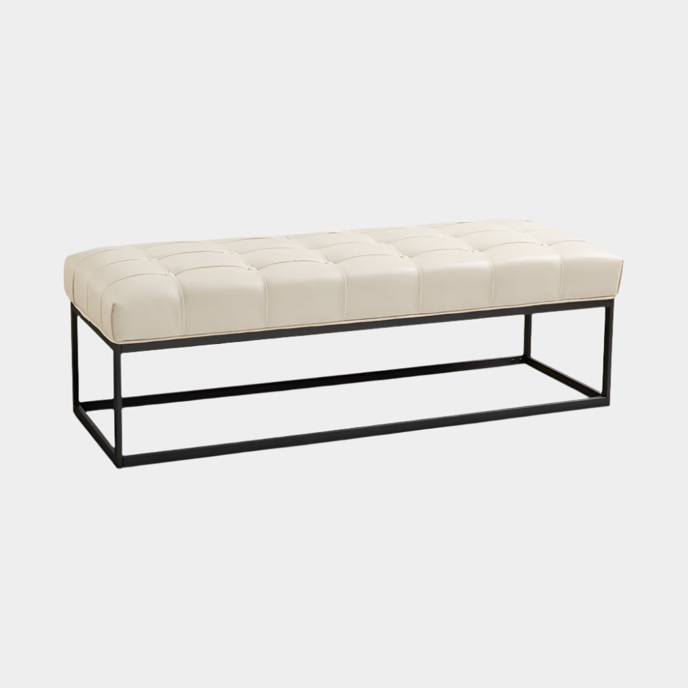Modern Bench: Taupe Leatherette