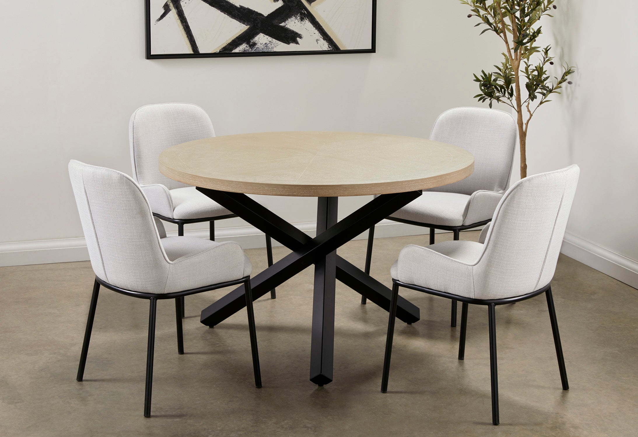 Bennett Dining Chair: Grey Linen