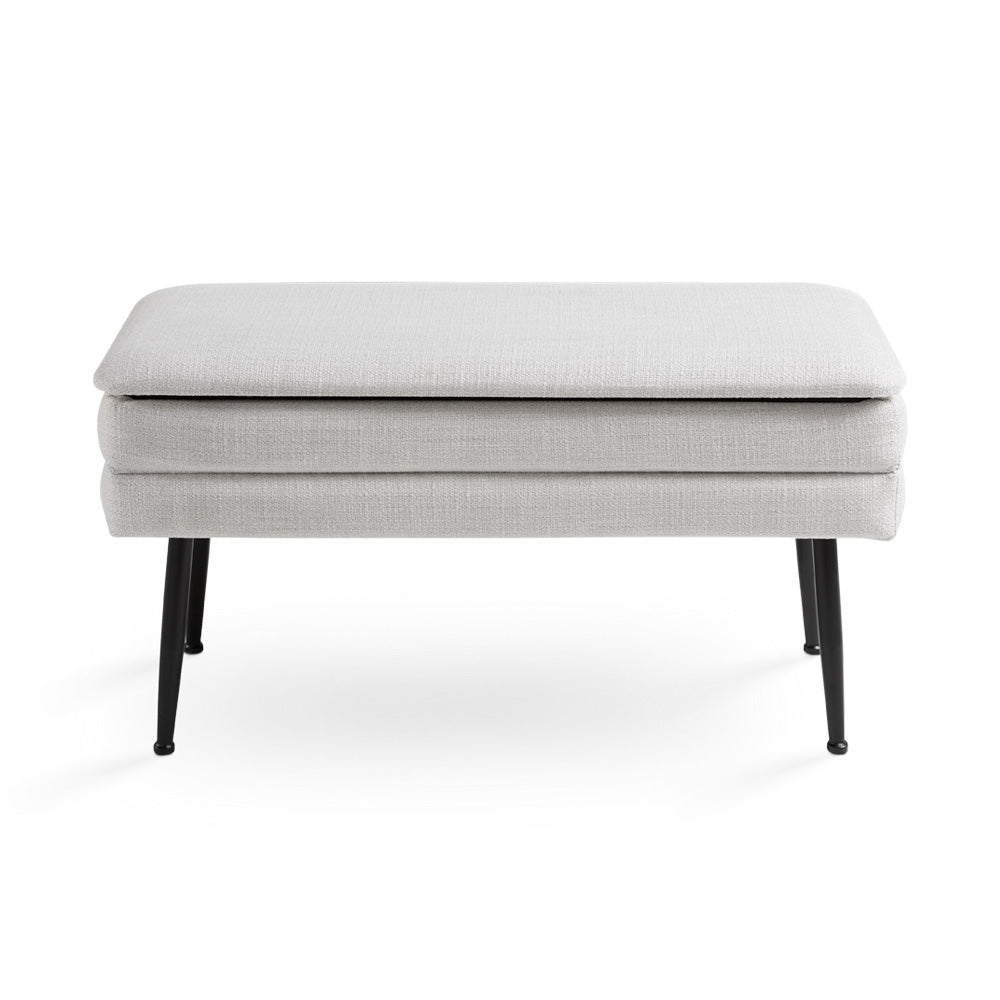 Banc de rangement Enya en lin gris