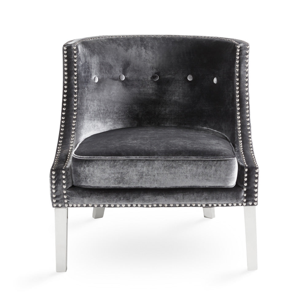 Fauteuil d'appoint Lucy - Velours anthracite