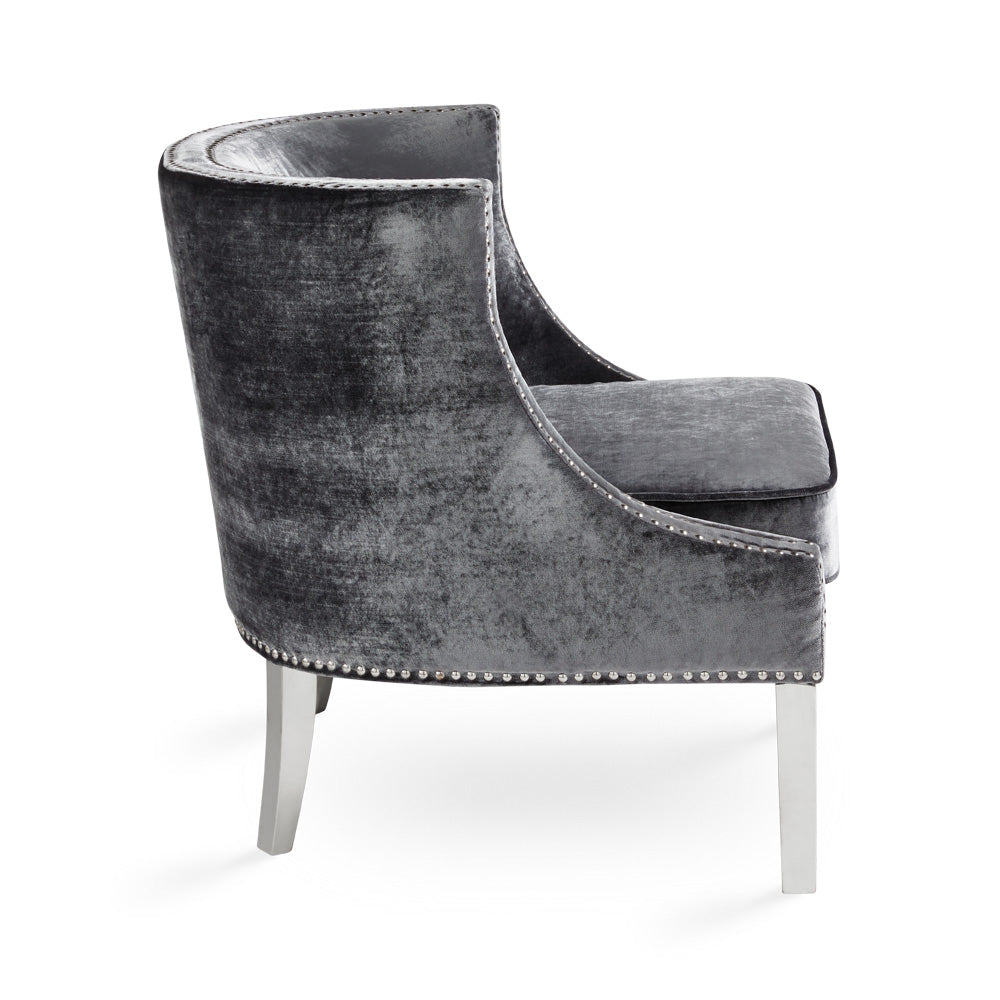 Fauteuil d'appoint Lucy - Velours anthracite