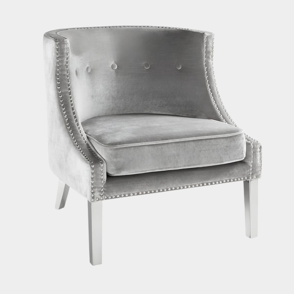 Lucy Accent Chair Grey Velvet