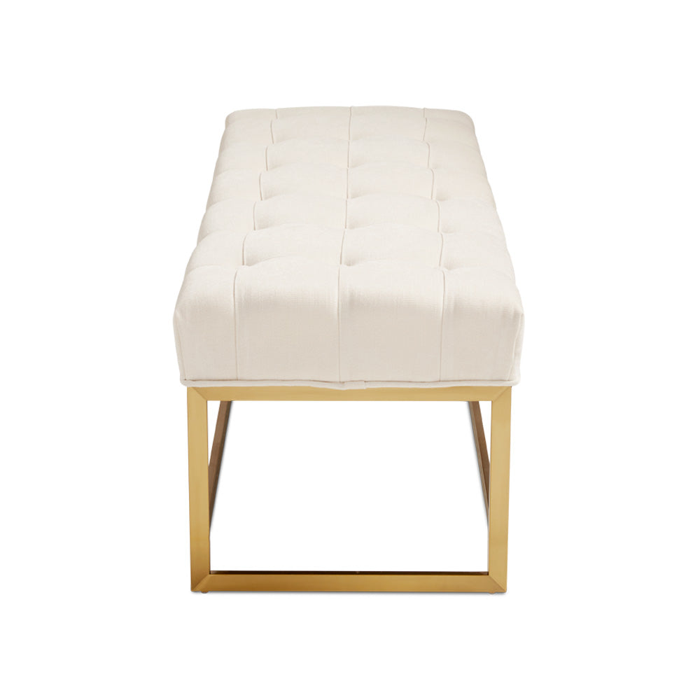 Banc moderne doré en lin ivoire
