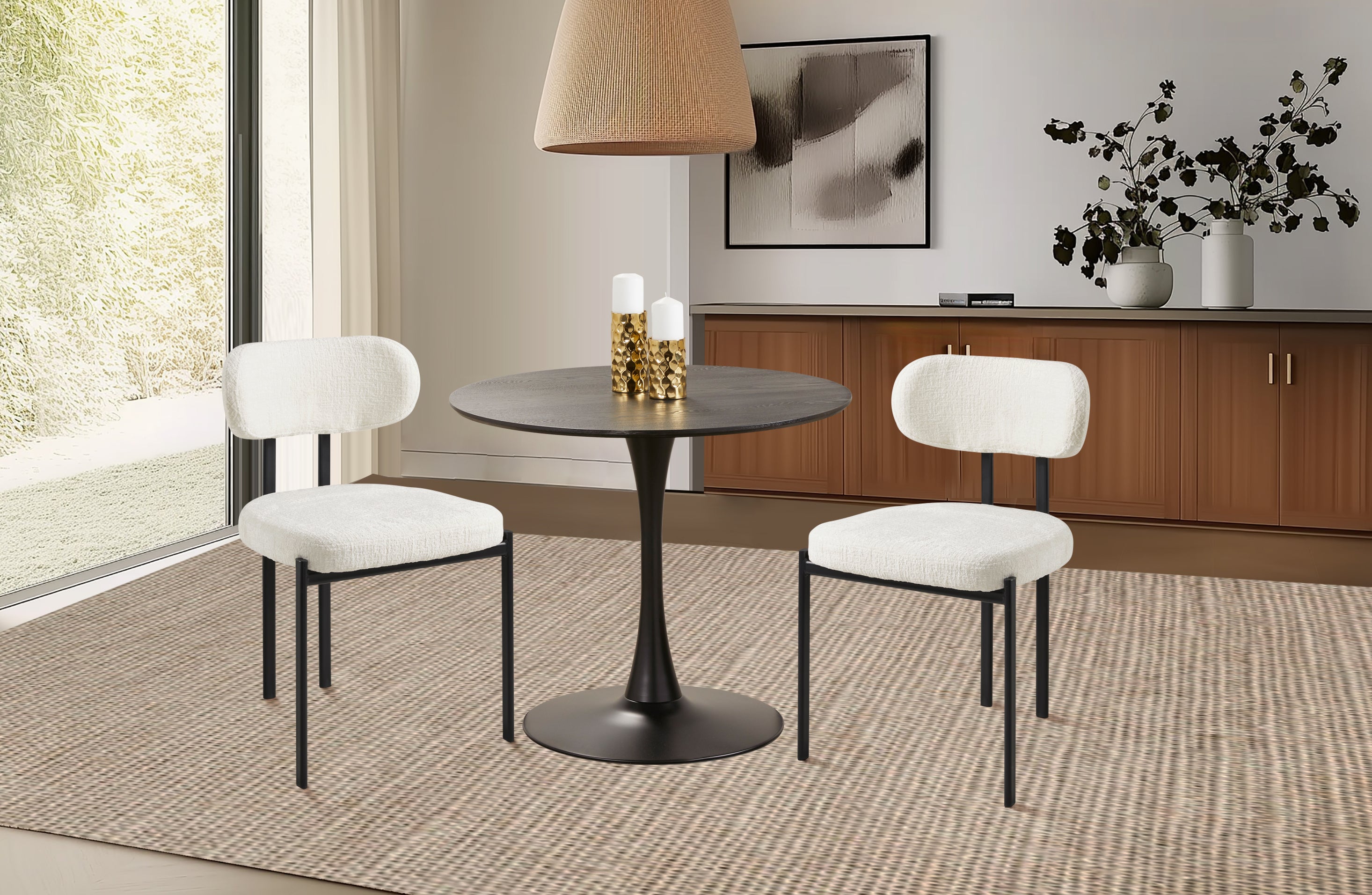Chaise de salle à manger Otis en tissu crème