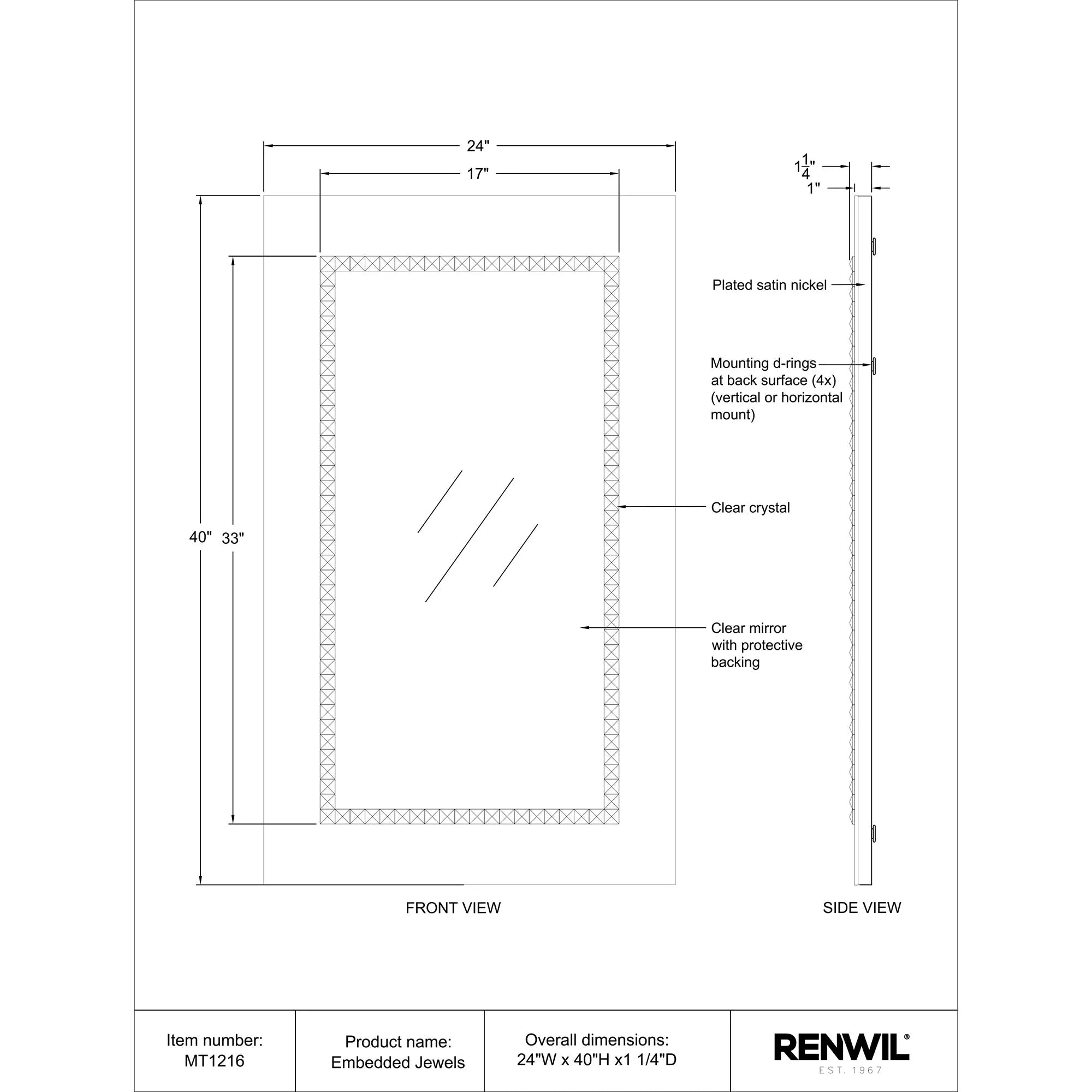Embedded Jewels Wall Mirror