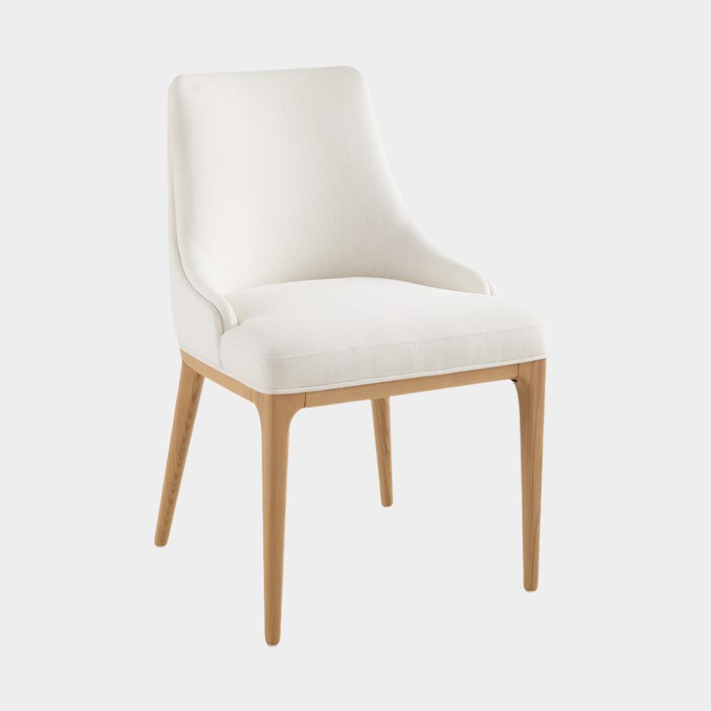 Chaise de salle à manger Everett : lin ivoire et bois clair