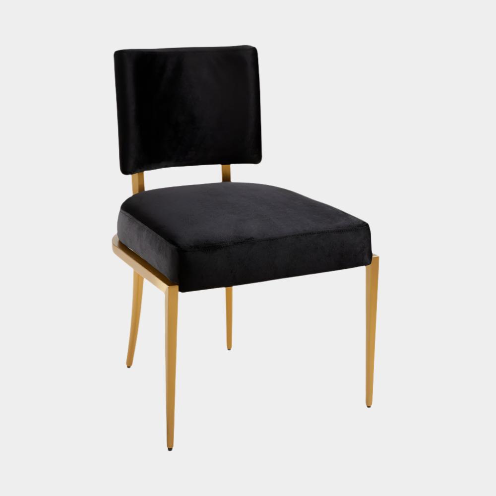 Chaise de salle à manger Oliver en velours noir