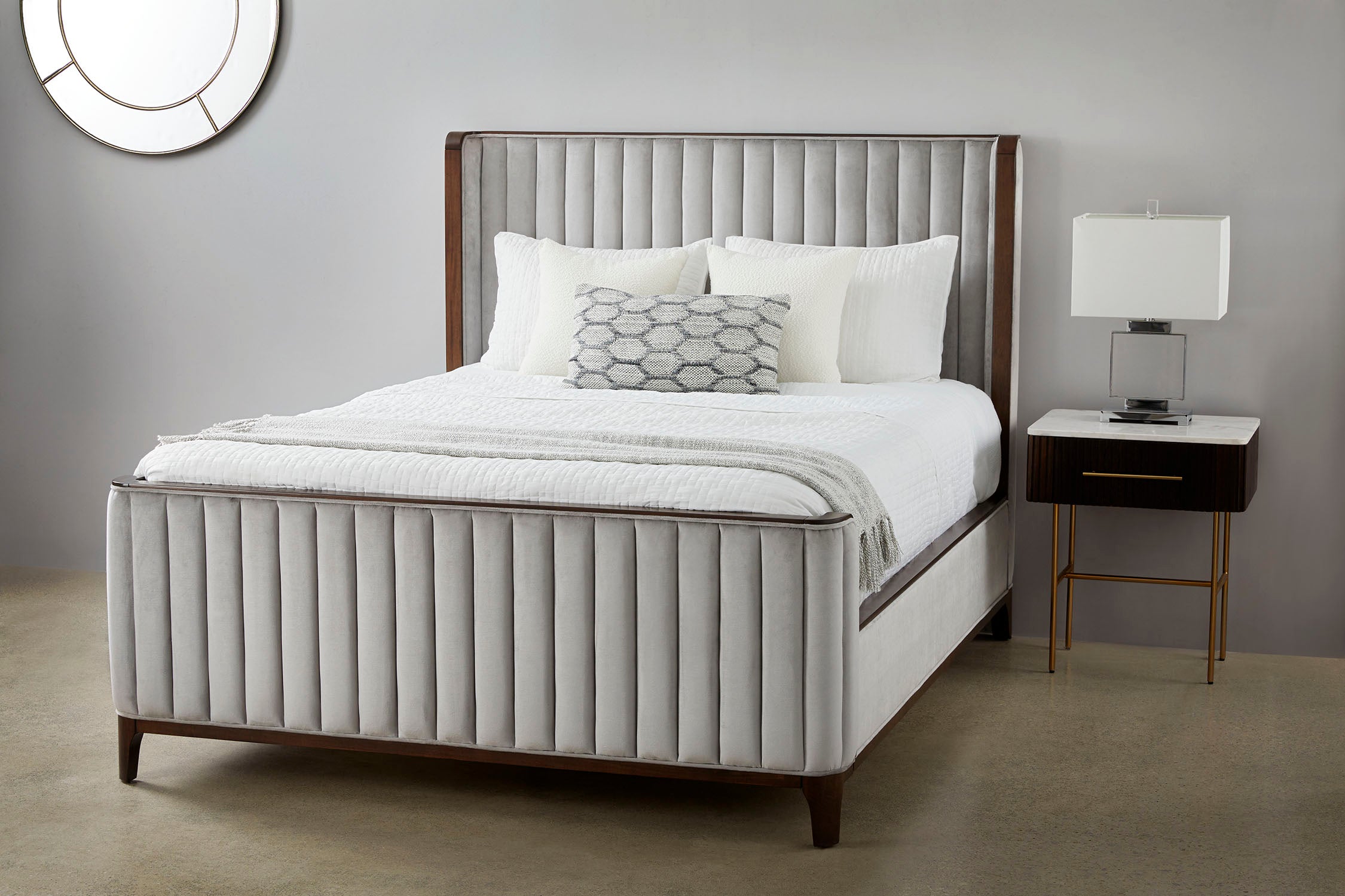 Majestic Bed: Grey Velvet