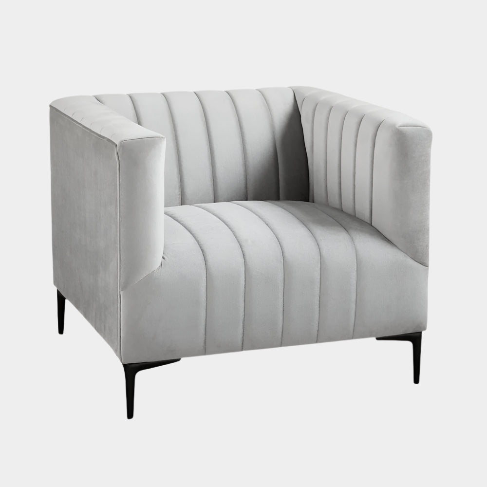 Florian Accent Chair: Grey Velvet