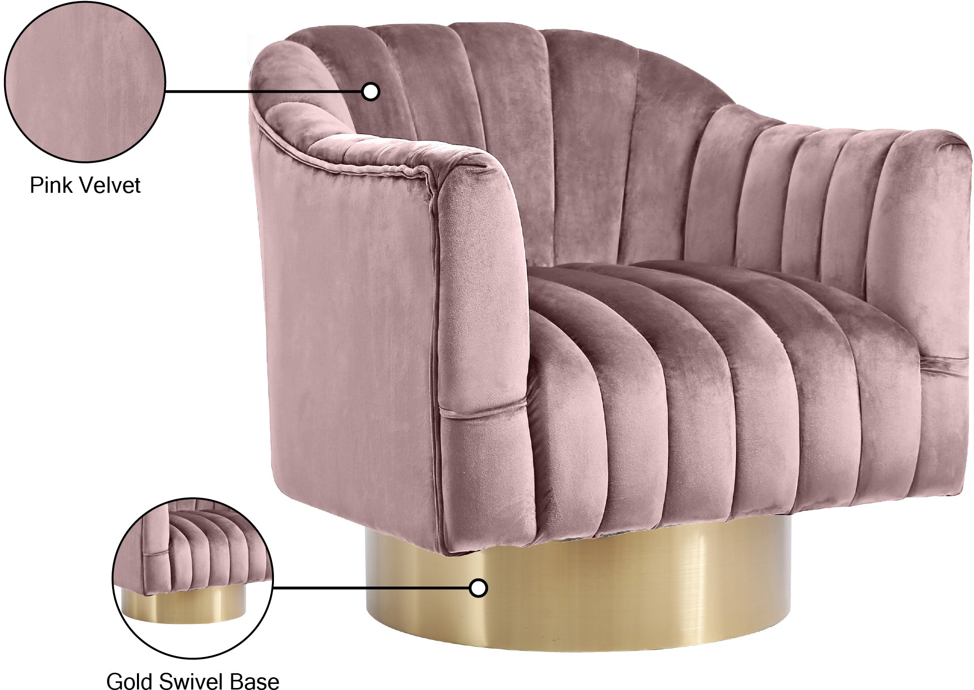 Farrah Velvet Upholstered Swivel Accent Chair