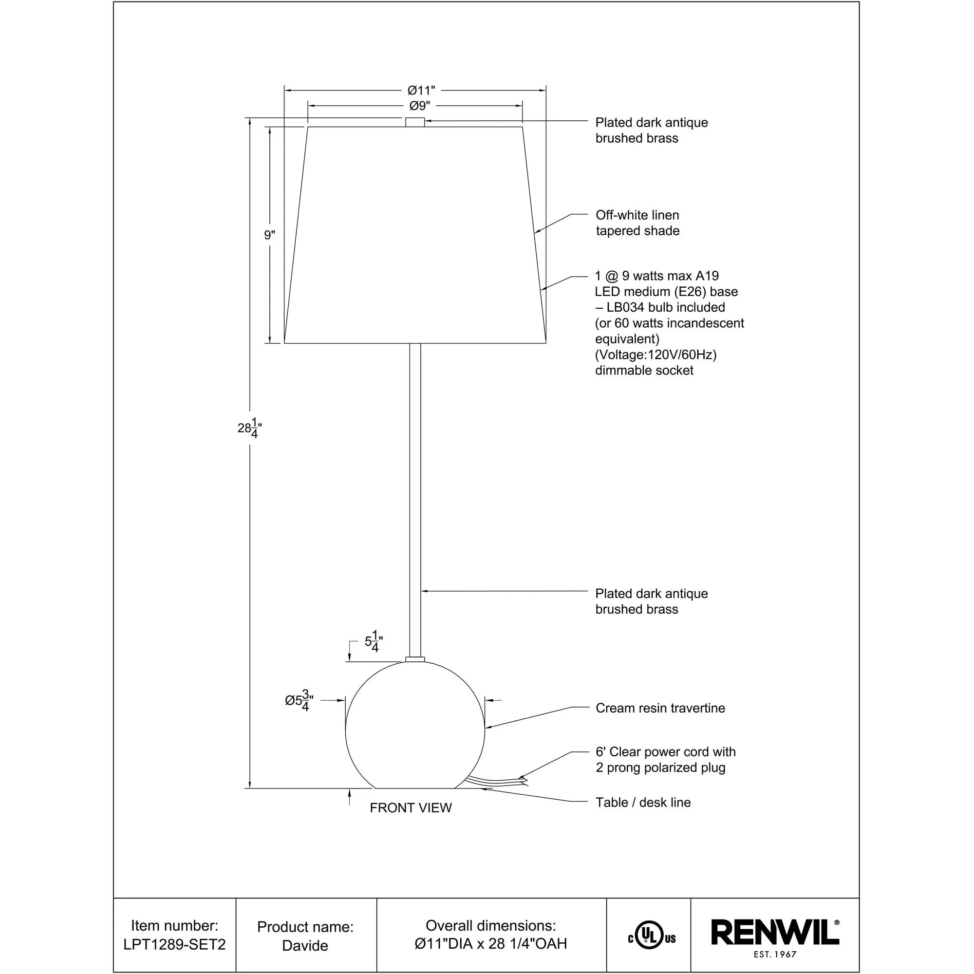 Davide Table Lamp Set of 2