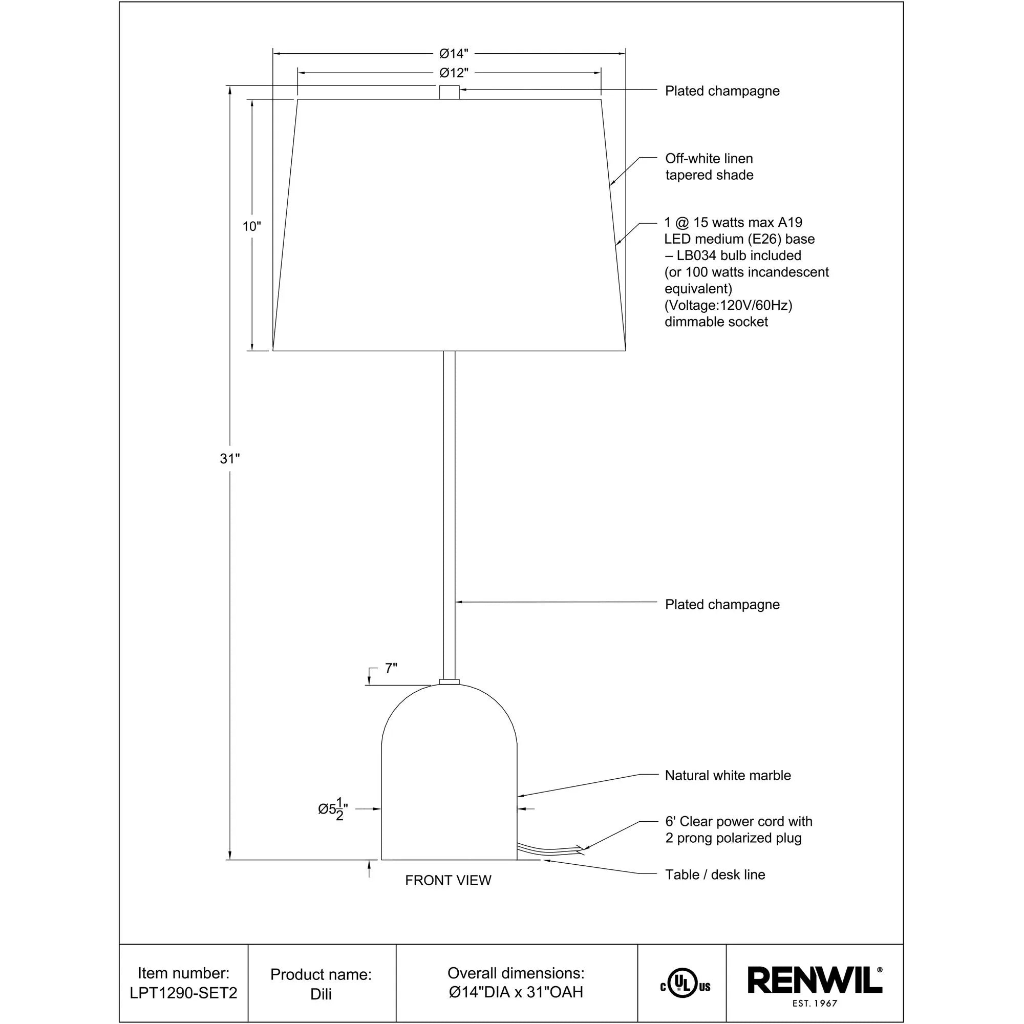 Dili Table Lamp Set of 2