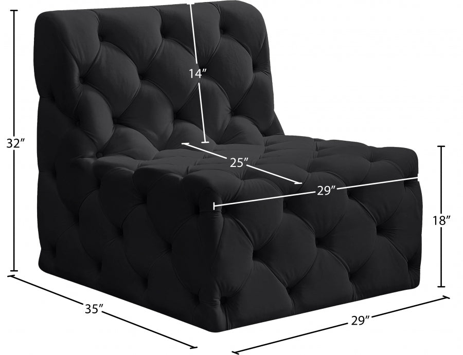 Tuft Velvet Upholstered Armless Modular Chair