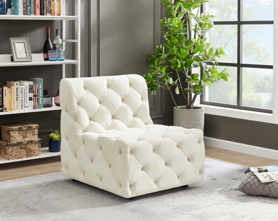 Tuft Velvet Upholstered Armless Modular Chair