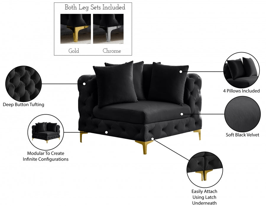 Tremblay Velvet Upholstered Corner Modular Chair