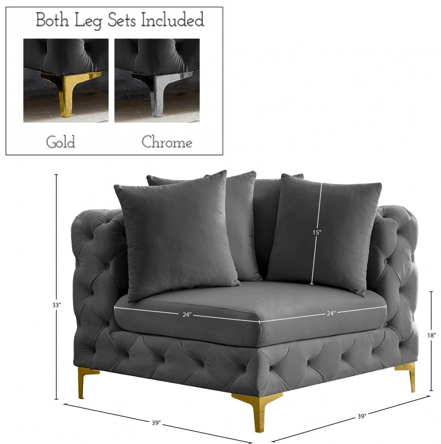 Tremblay Velvet Upholstered Corner Modular Chair