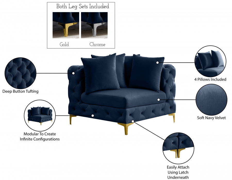 Tremblay Velvet Upholstered Corner Modular Chair