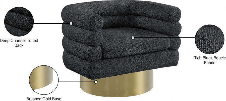 Tessa Boucle Fabric Upholstered Swivel Accent Chair