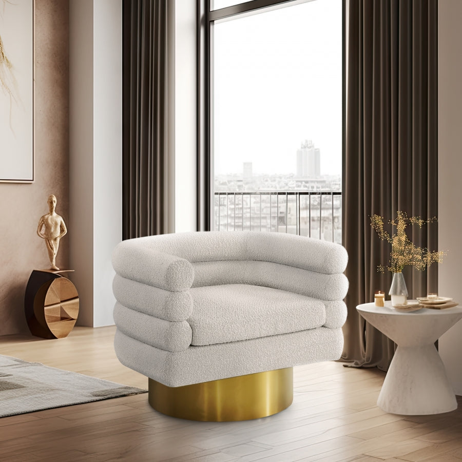 Tessa Boucle Fabric Upholstered Swivel Accent Chair