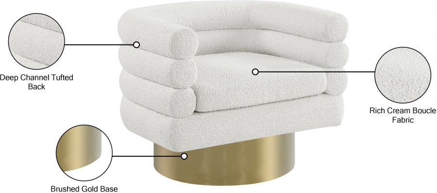 Tessa Boucle Fabric Upholstered Swivel Accent Chair