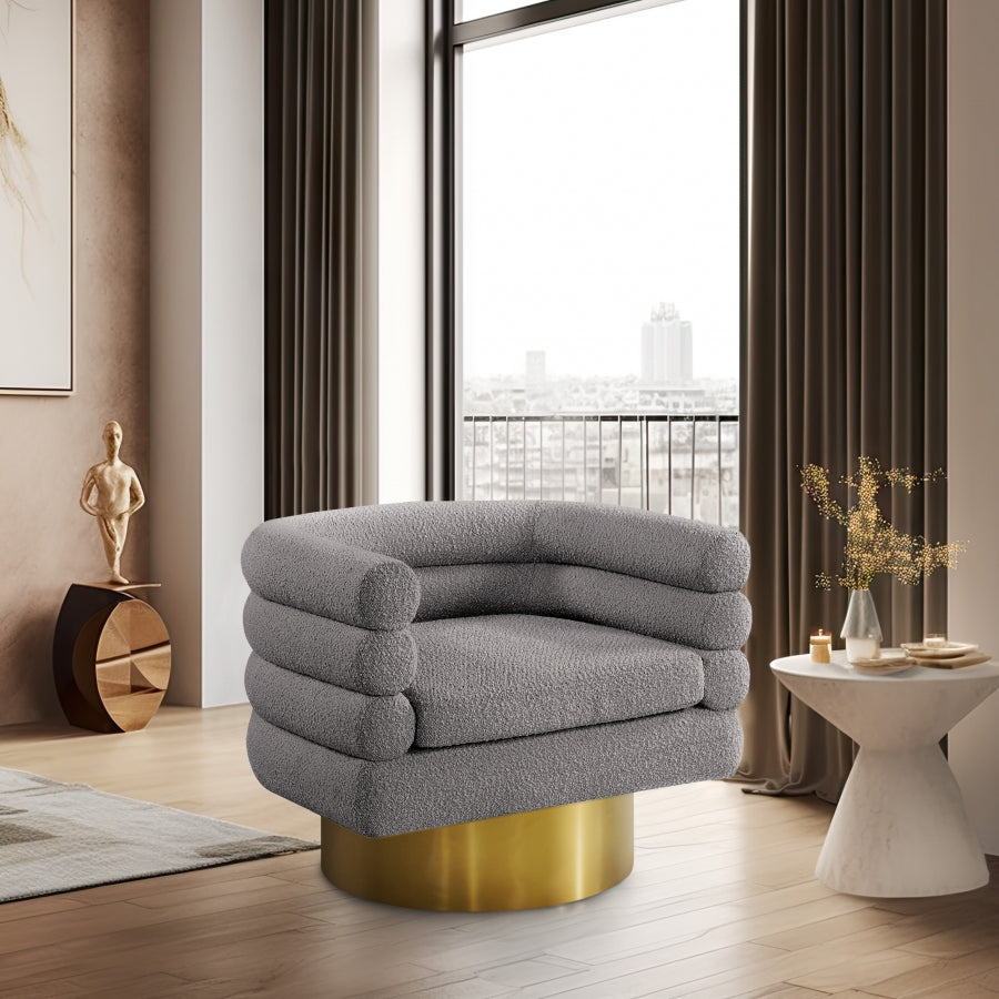 Tessa Boucle Fabric Upholstered Swivel Accent Chair