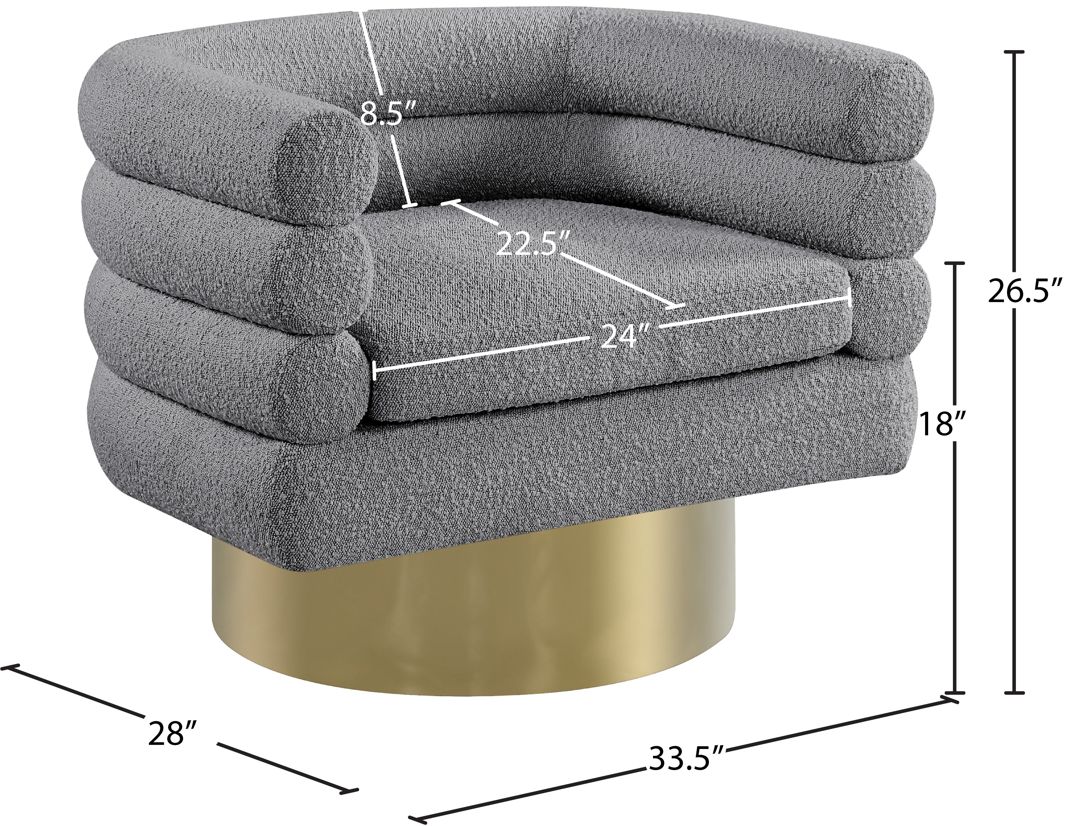 Tessa Boucle Fabric Upholstered Swivel Accent Chair