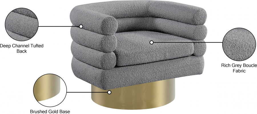 Tessa Boucle Fabric Upholstered Swivel Accent Chair