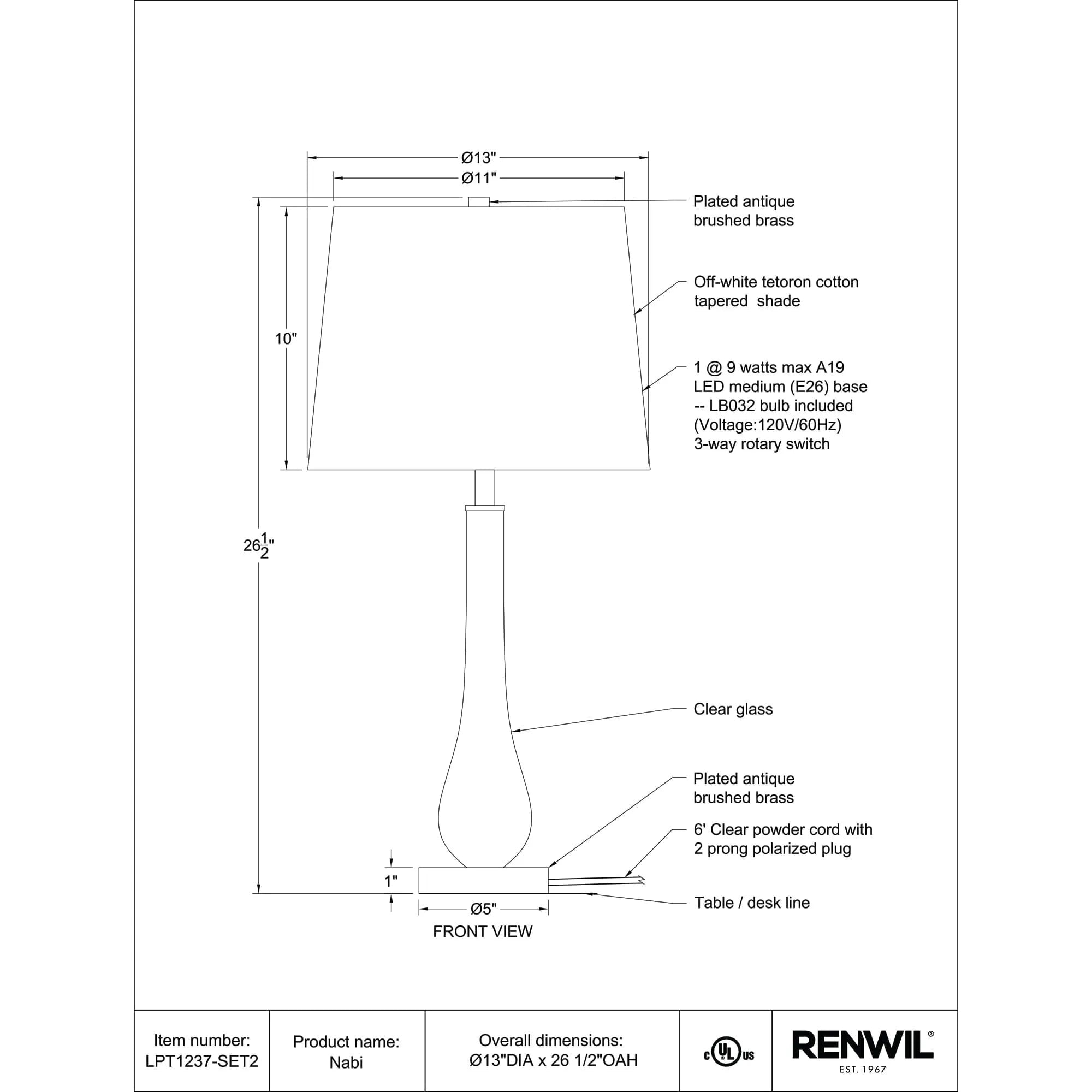 Nabi Table Lamp Set of 2