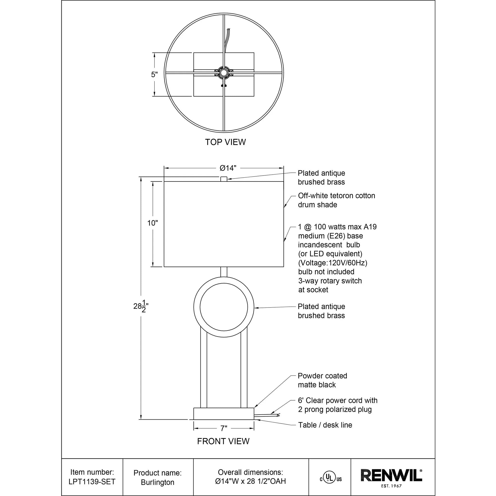 Burlington Table Lamp Set of 2
