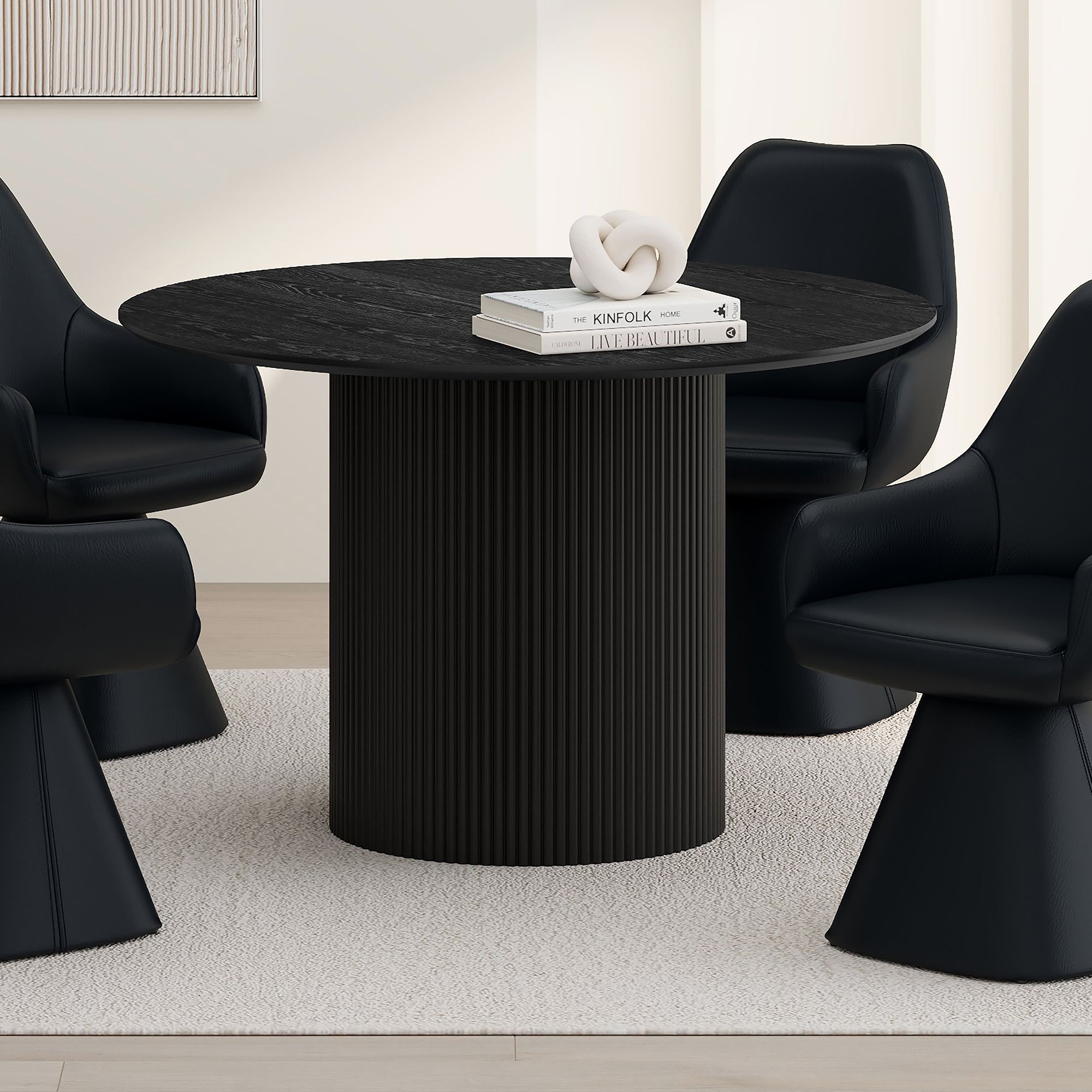 Tovas Round Dining Table in Black