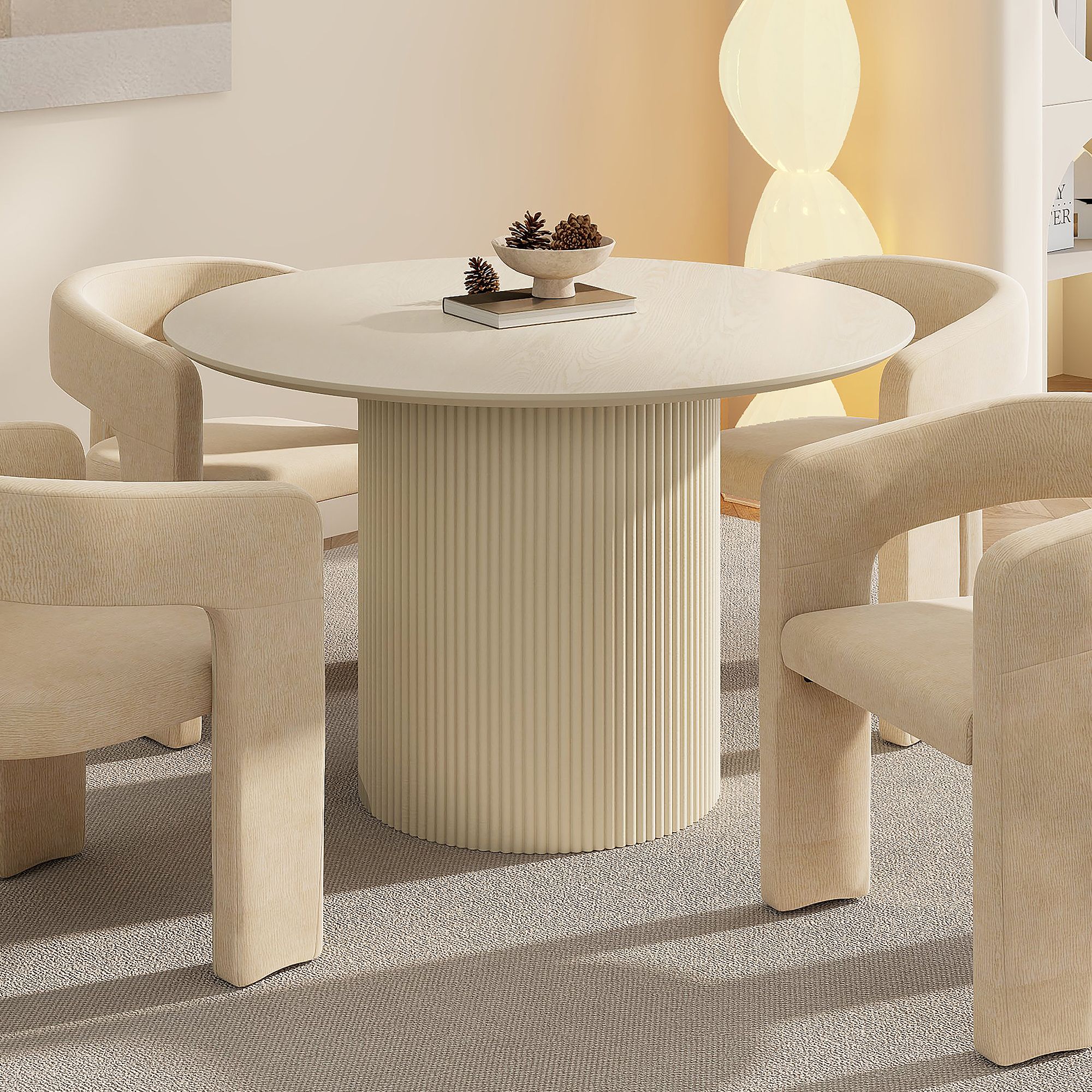 Tovas Round Dining Table in Ivory