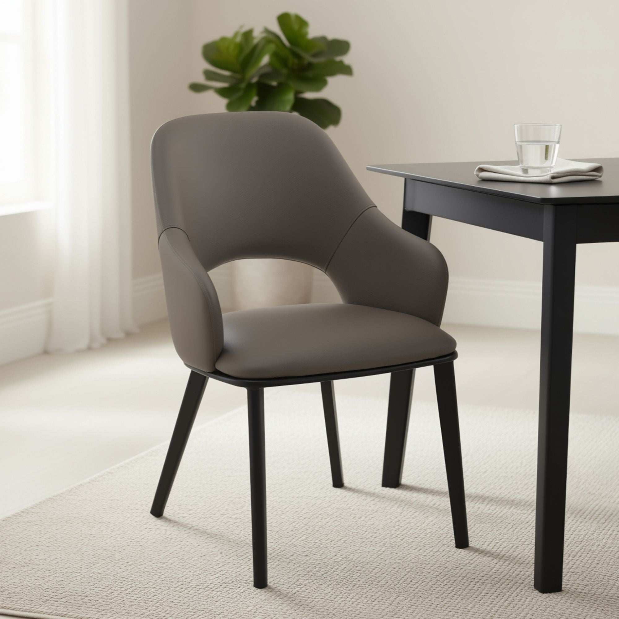 Denzel Dining Chair - Set of 4 in Stone and Black