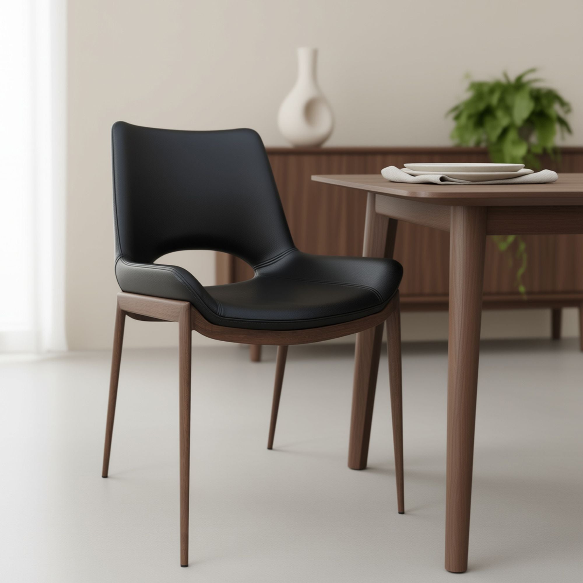 Icona Dining Chair, Set of 6 in (Walnut finished legs)