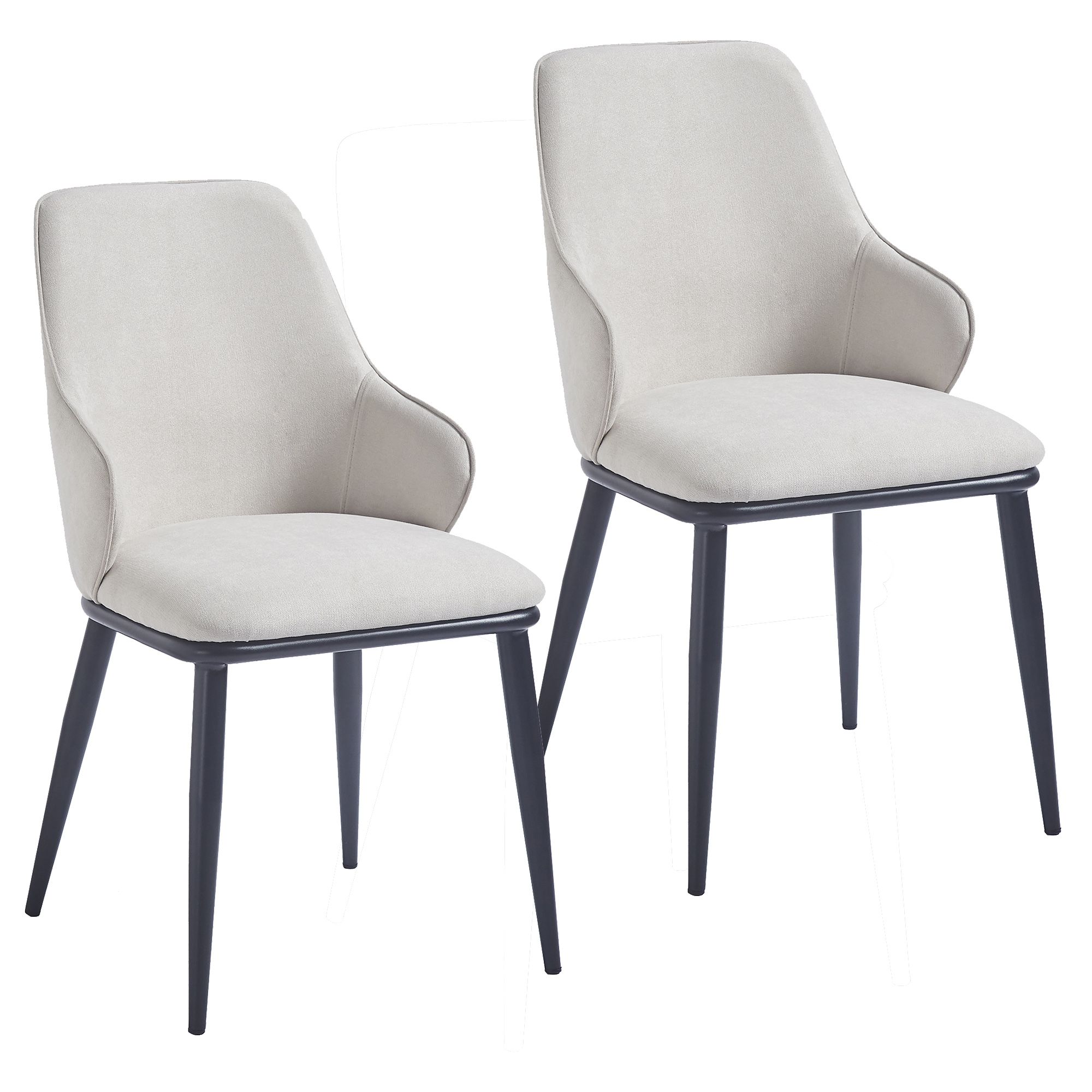 Kash Dining Chair, set of 2, in Beige Fabric and Black