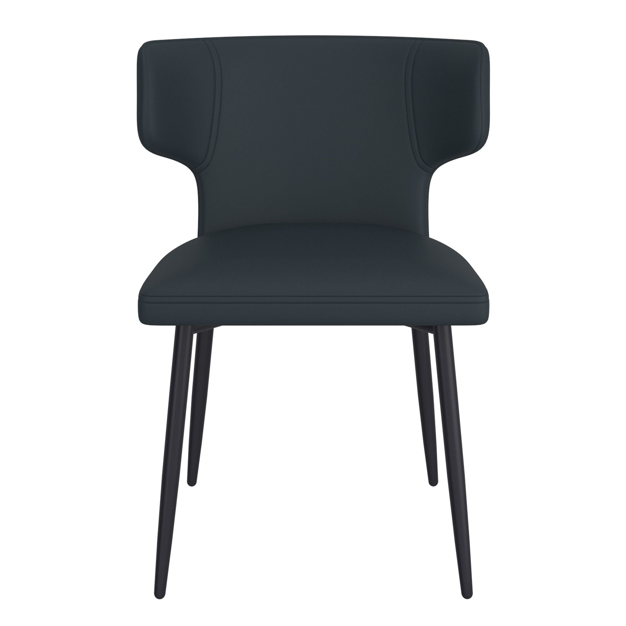 Olis Dining Chair, set of 2, in Black Faux Leather and Black