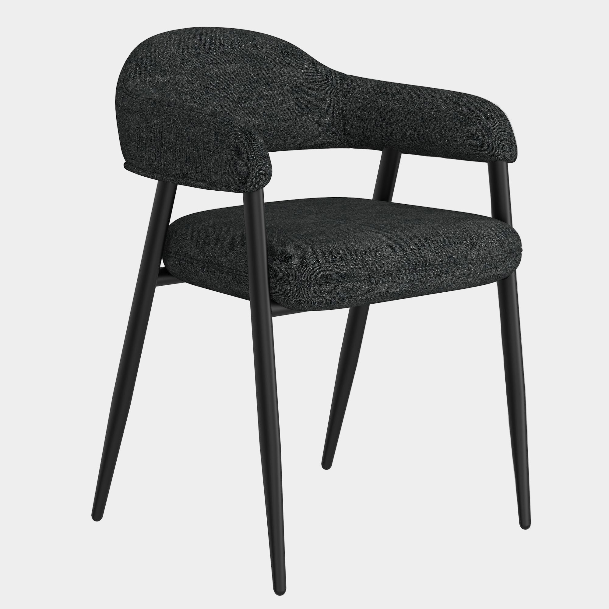 Archer Dining Chair, set of 2, in Charcoal Fabric and Black