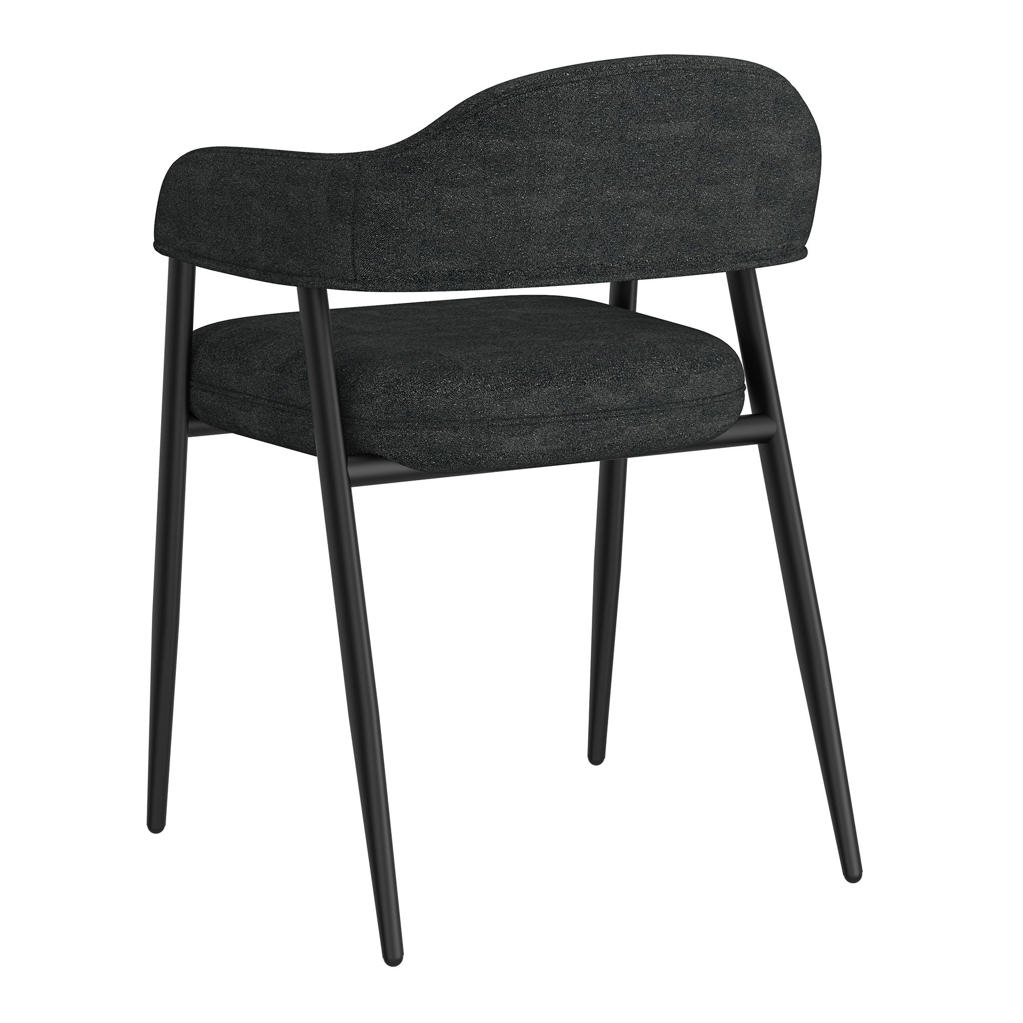 Archer Dining Chair, set of 2, in Charcoal Fabric and Black